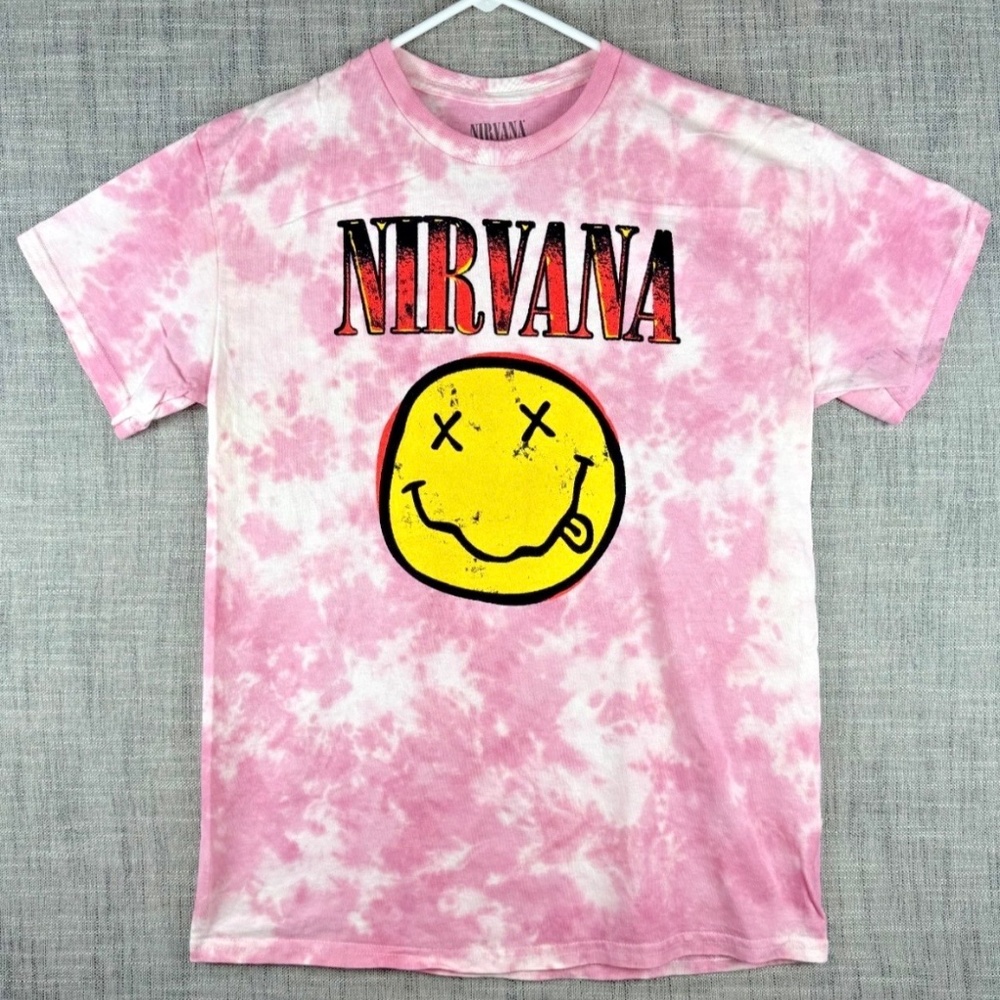 Nirvana Pink Tie-Dye Graphic Tee – Vintage-Inspired Band Shirt